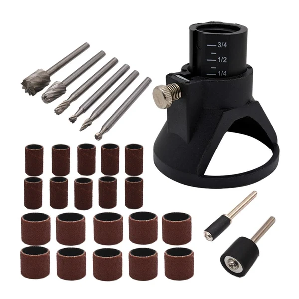 Functional Max Maxb Rotary Multi Tool Cutting Guide Attachment Kit Router Drill Bits 29PCS Detailed