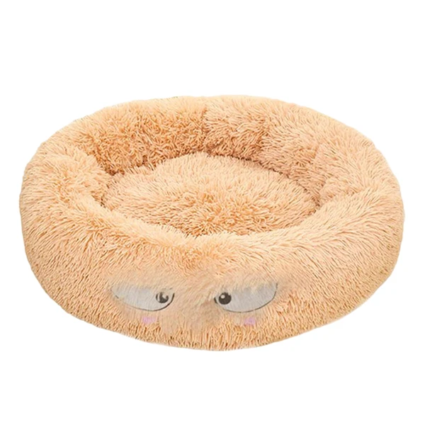 Convenient Max Maxb Cute Round Pet Sleeping Bed Cozy Winter Bed For Small Animals Cat Dog Beige World-Class