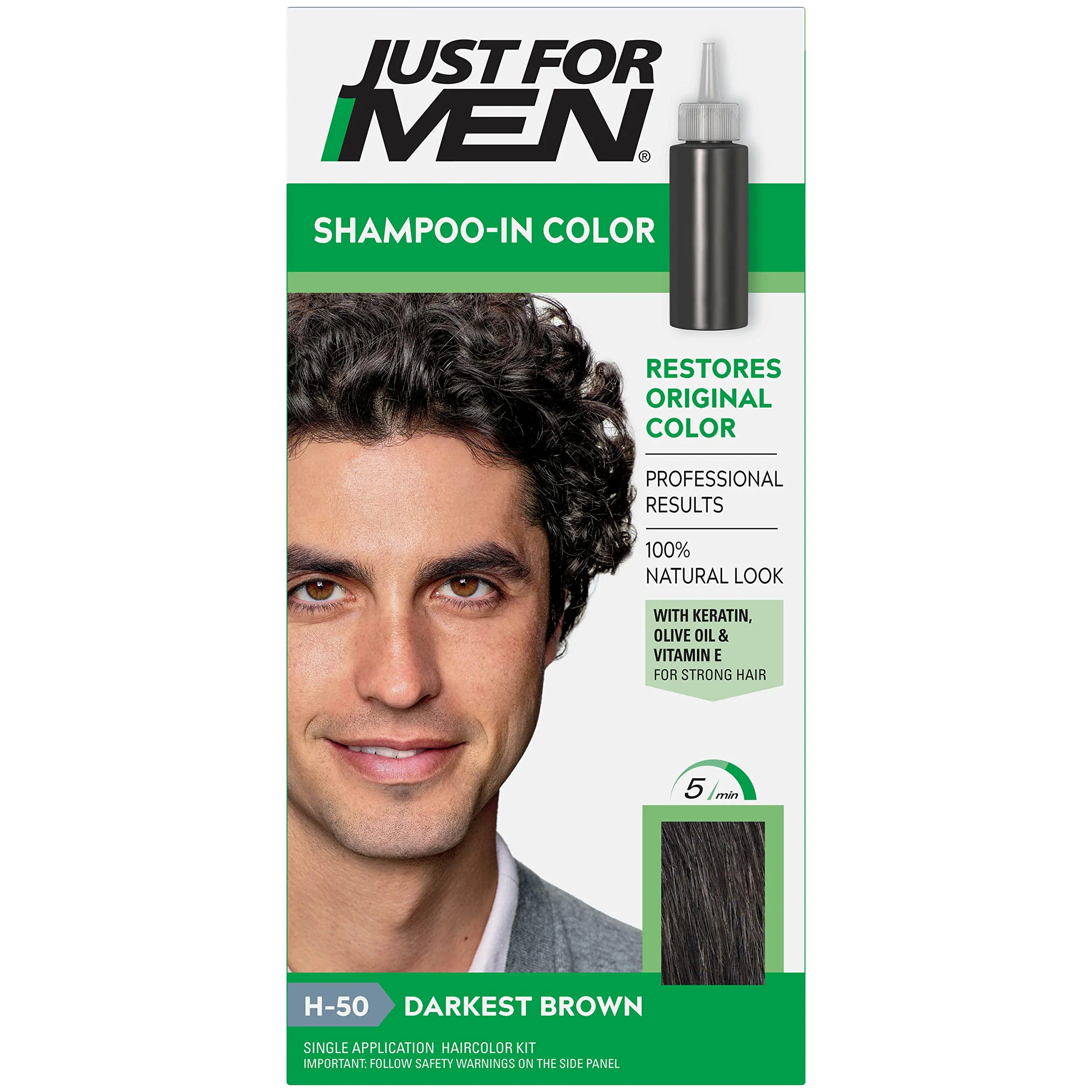 Modern Just For Men Shampoo-In Haircolor Darkest Brown H-50 Authentic