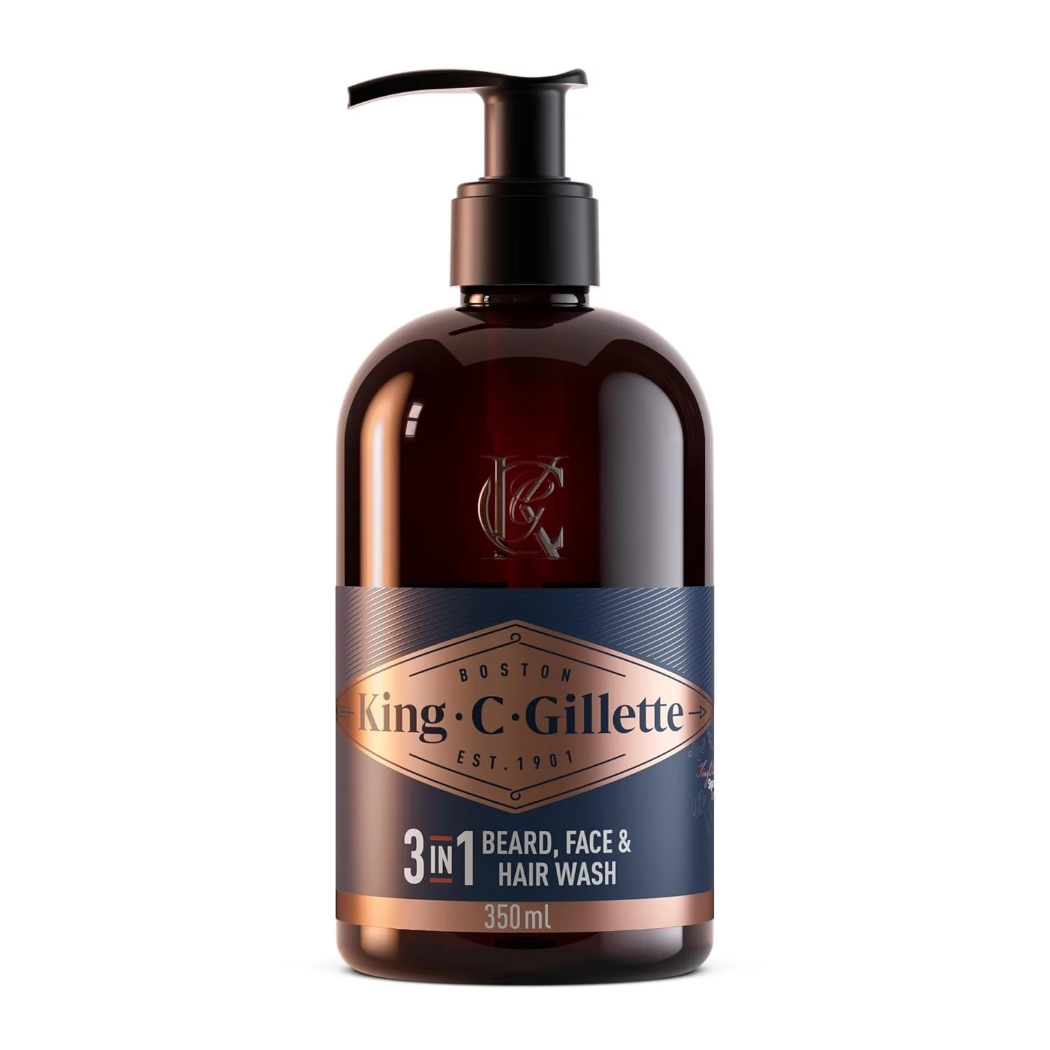 Premium King C. Gillette Beard Wash Mens Face Wash 11 oz Infused with Argan Oil and Avocado Oil to Cleanse Hair and Skin Certified