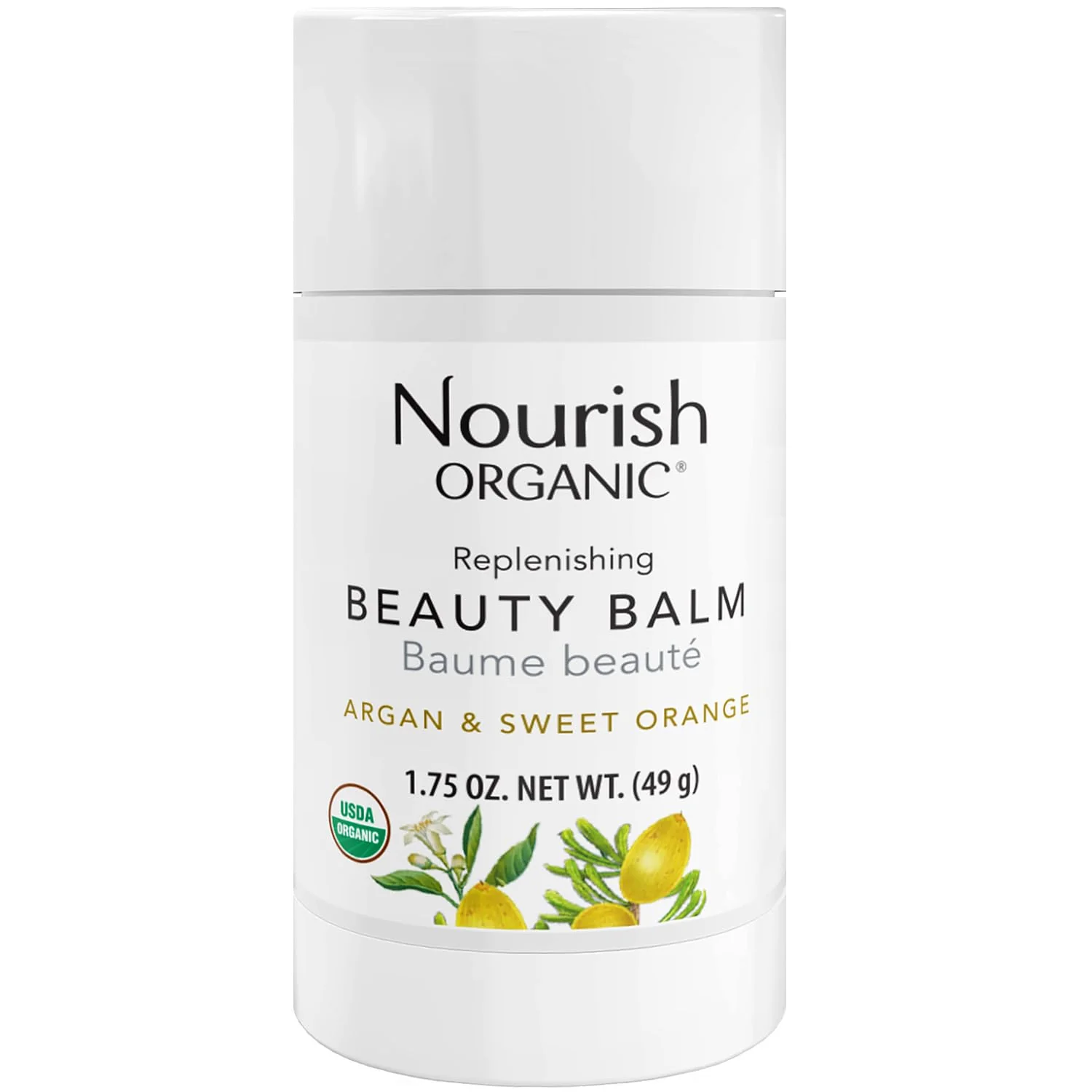 Excellent Nourish Organic Beauty Balm Argan Sweet Orange - Face Lip Hand Body Moisturizer with Organic Coconut Oil Shea Cocoa Butter 1.75 Oz Expertly Made