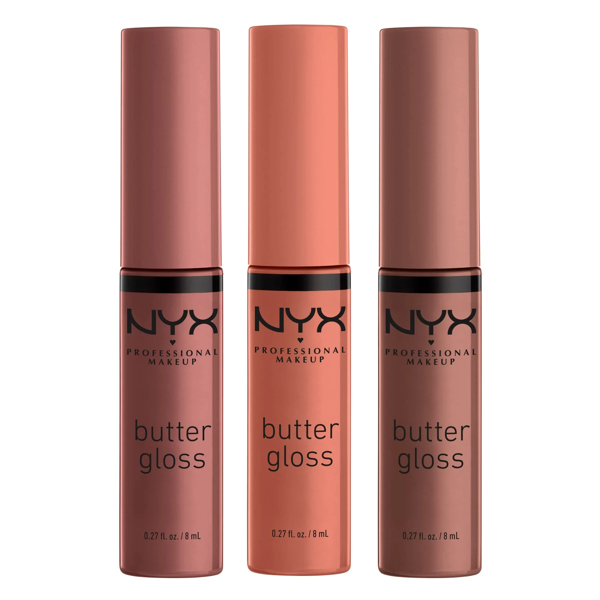 Easy-to-Use NYX PROFESSIONAL MAKEUP Butter Gloss Brown Sugar Non-Sticky Lip Gloss - Pack Of 3 Sugar High Spiked Toffee Butterscotch Organic