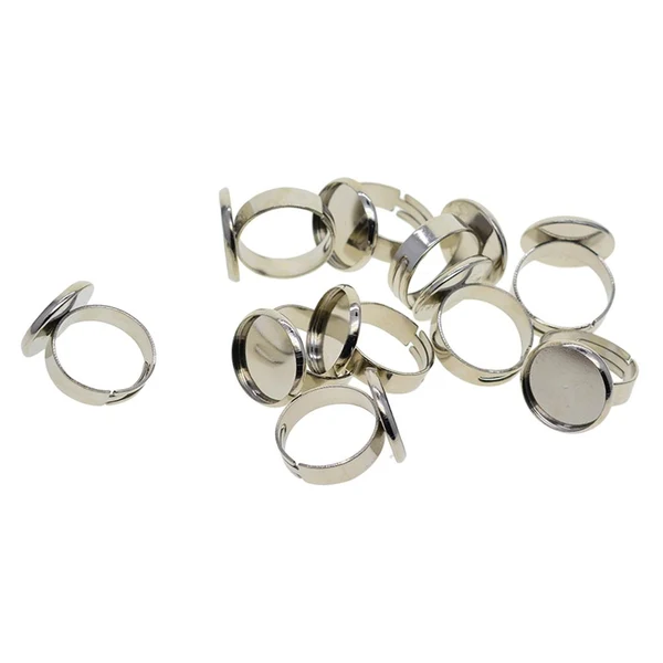 Exceptional Max Maxb 10pcs 16mm Blank Round Bezel Tray Cabochon Adjustable Brass Ring Platinum Environmentally Friendly