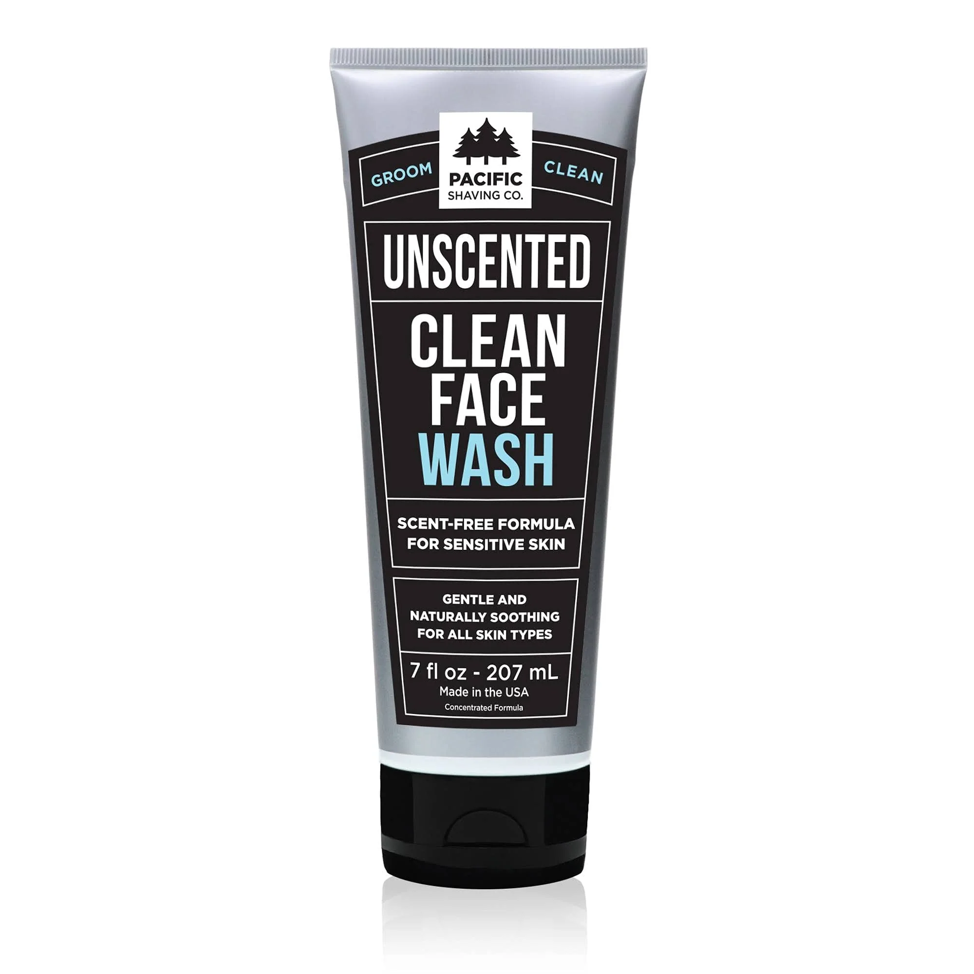 Functional Pacific Shaving Company Clean Facial Wash - Unscented Gentle Face Cleanser with Sea Salt Aloe Vera - Hydrating Men's Face Wash for Sensitive Skin 7 Long-Lasting