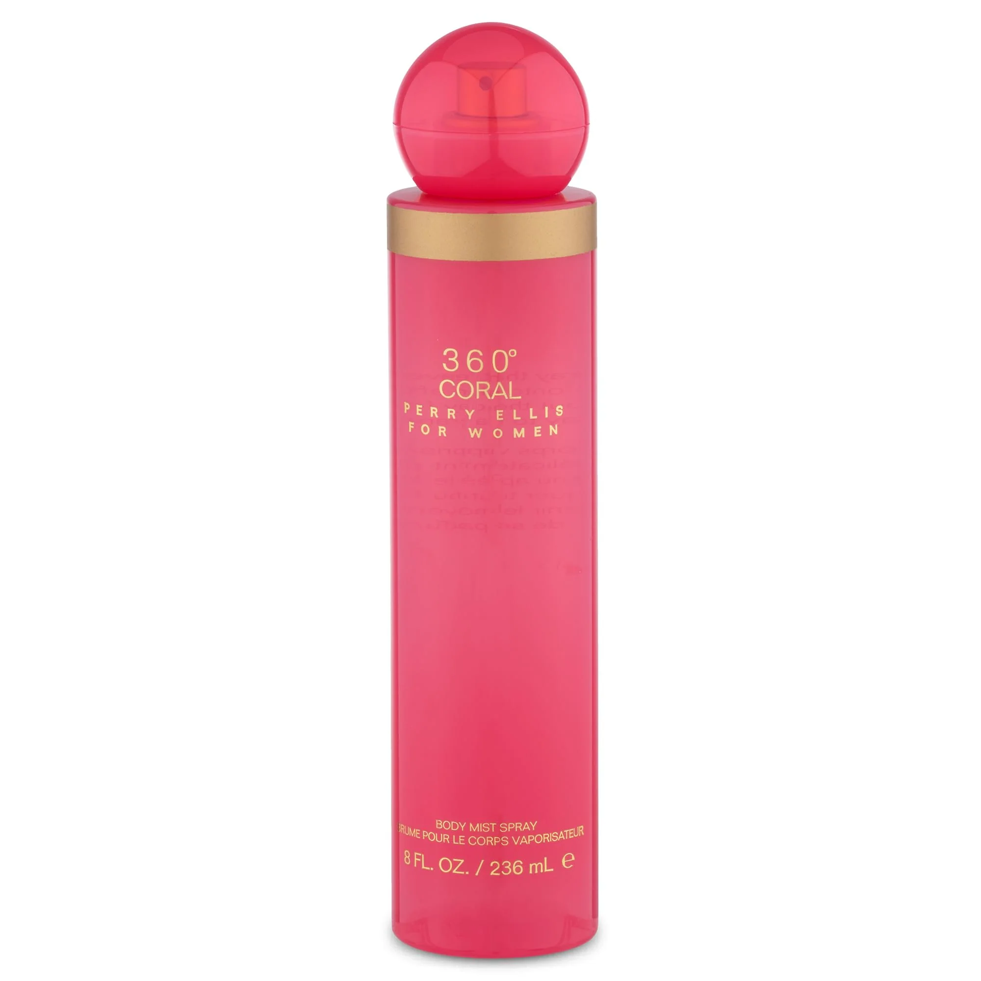 Fashionable Perry Ellis 360° Coral Body Mist Spray for Women - Perfume for Women Floral Fruity Fragrance EDT Designer Scent for Her Long Lasting - 8 fl oz Soft