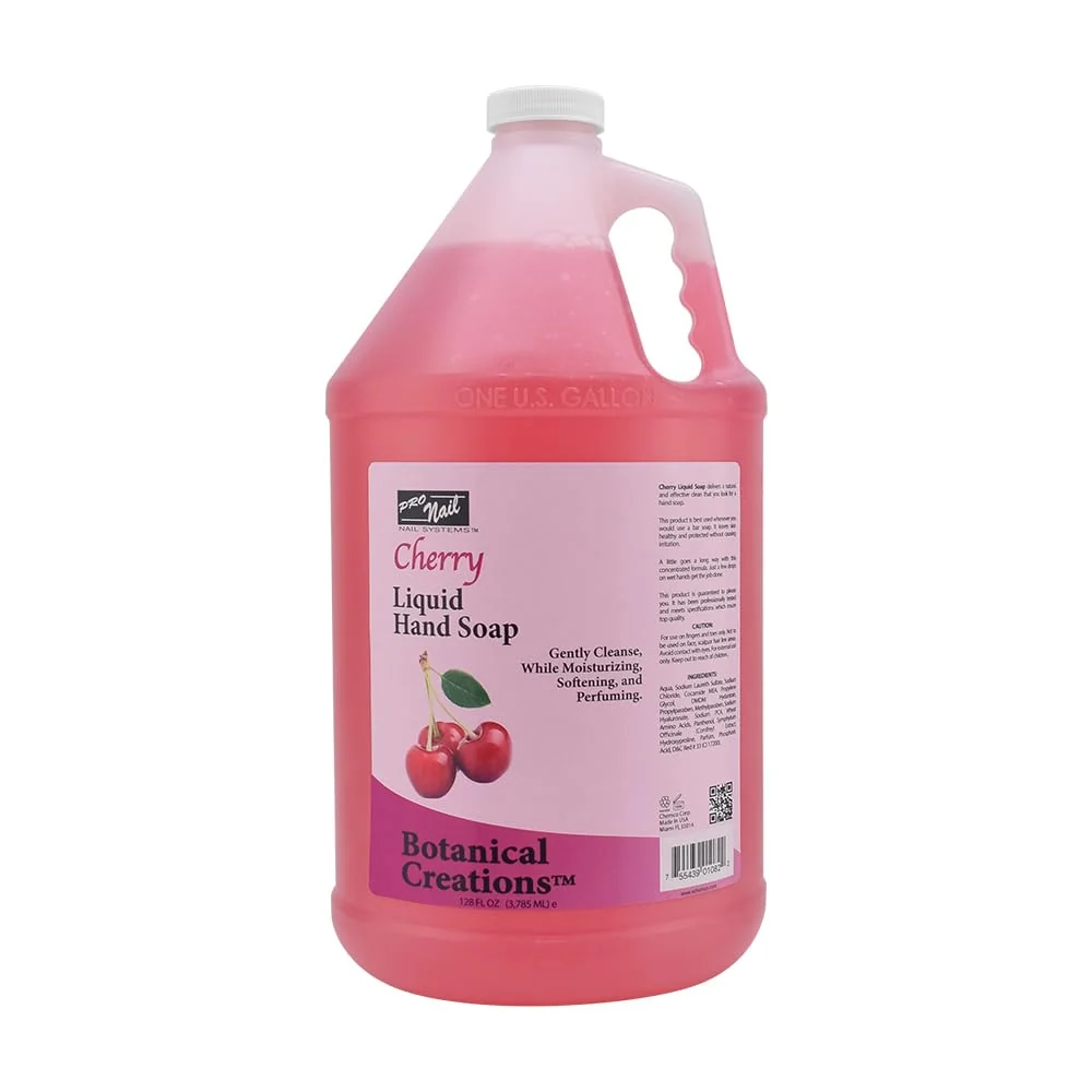 High-Grade PRO NAIL NAIL SYSTEMS PRONAIL - Liquid Hand Soap Refill Cherry 1 Gallon - Deeply Cleanse and Hydrates Leaving your hands Fresh and Soft - Bulk High-End