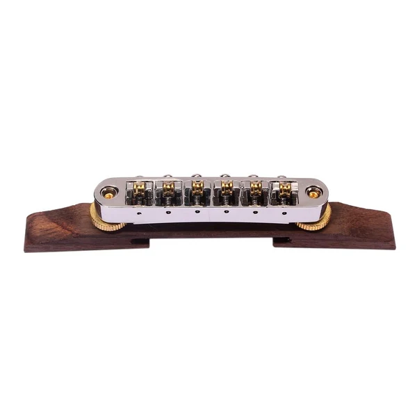 Long-Lasting Max Maxb Chrome Plated Jazz Guitar Bridge Tailpiece with Gold Roller Saddle Smart