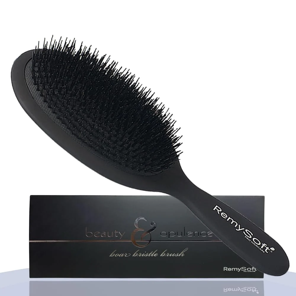 Advanced RemySoft Beauty Opulence Boar Bristle Brush - Safe For Hair Extensions Weaves and Wigs Stylish