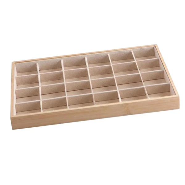 Modern Max Maxb Bamboo Wood Jewelry Display Stand for Pendant Necklace Beige 24 Grids Consistent