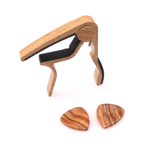 Elegant Max Maxb Guitar Capo with 2pcs Picks Brown Practical