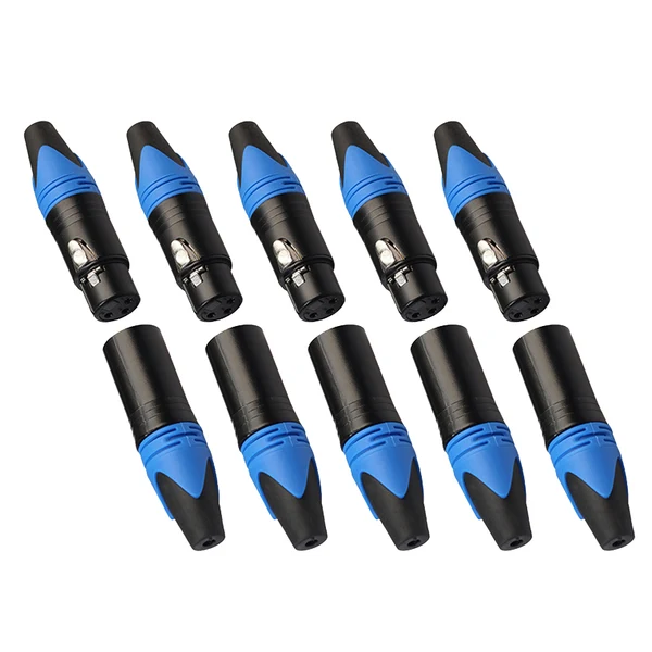 Safe Max Maxb 5 Pairs 3 Pin XLR Connector Male and Female Microphone Mic Cable Adapter Blue Fine Crafted