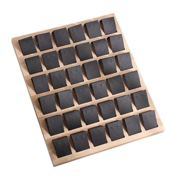 Contemporary Max Maxb Bamboo Tray Earrings Display Stand Jewelry Expositor Ear Studs Holder Black High-Quality