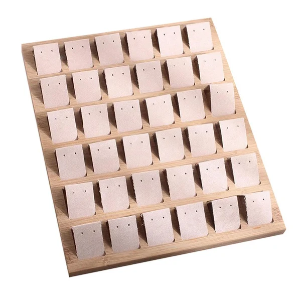 Easy-to-Use Max Maxb Bamboo Tray Earrings Display Stand Jewelry Expositor Ear Studs Holder Beige Comfortable