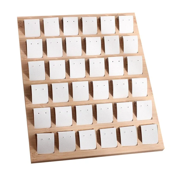 Smooth Max Maxb Bamboo Tray Earrings Display Stand Jewelry Expositor Ear Studs Holder White Traditional