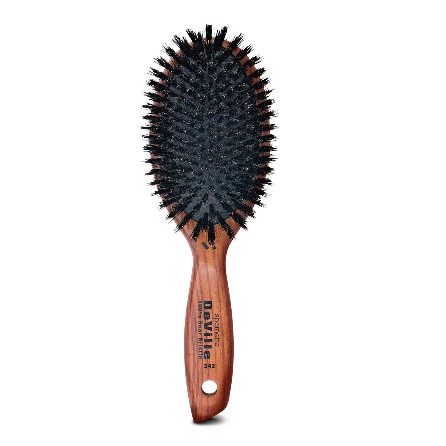 Minimalist Spornette Deville Boar Bristle Wooden Paddle Hair Brush for Women - Cushion Oval Hair Straightening Brush for Blow Drying Detangling Smoothing Prestigious