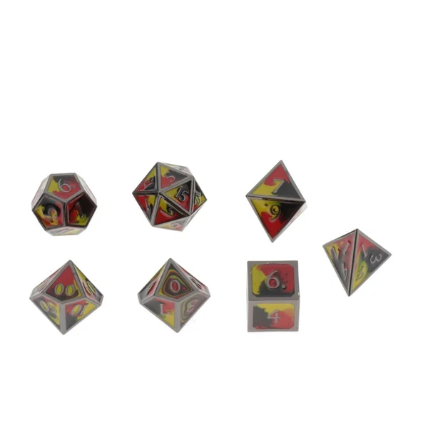 Natural Max Maxb Polyhedral Dice Multi-sided Metal for Dragon Scales DnD Pathfinder RPG Dices red yellow black Contemporary