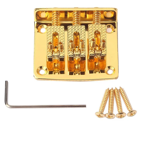 Verified Max Maxb 3 String Guitar Chrome Hardtail Adjustable Saddle Bridge Tailpiece Parts Set Authentic