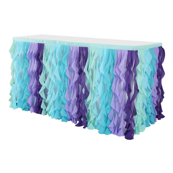 Artisan Max Maxb Chiffon Cloth Table Skirt Table-wear for Baby Shower Wedding Party 6 feet Convenient