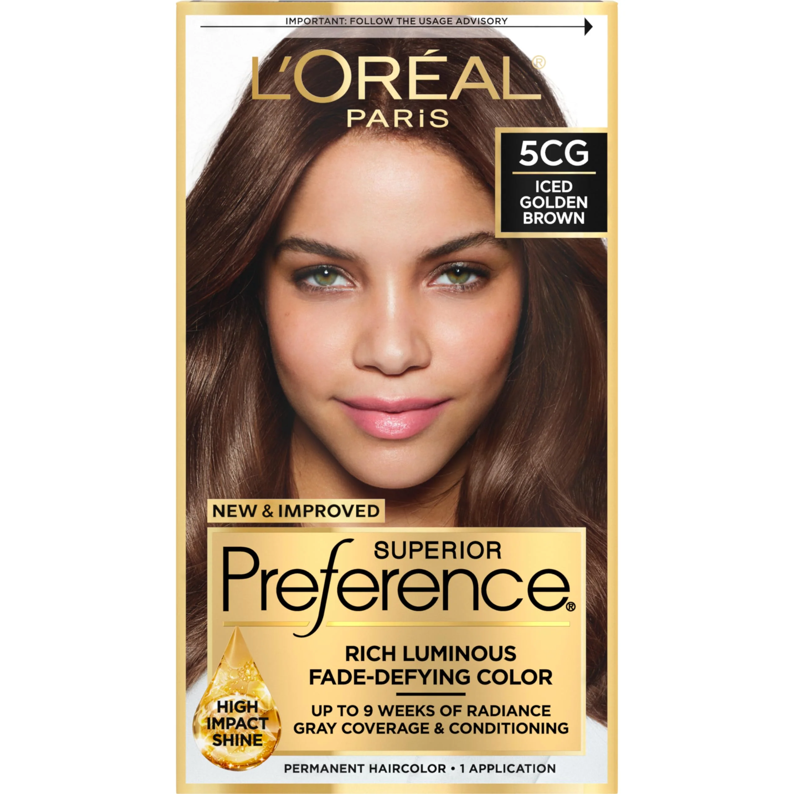 Reliable L'O Paris Superior Preference Luminous Fade-Defying Permanent Hair Color Hair Dye For Up to 9 Weeks of Radiance Iced Golden Brown 5CG 1 Hair Casual