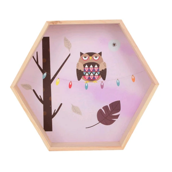 Prestigious Max Maxb Hexagonal Wall Shelf Kids Room Decorative Display Rack Pink Owl L Relaxed
