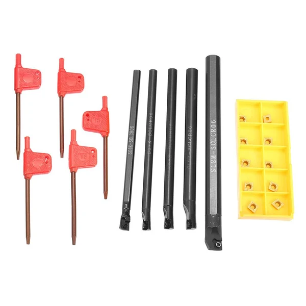 Smooth Max 5pcs 6 7 8 10 12mm Boring Bar Tunring Tool Holder With Carbide Inserts Lightweight