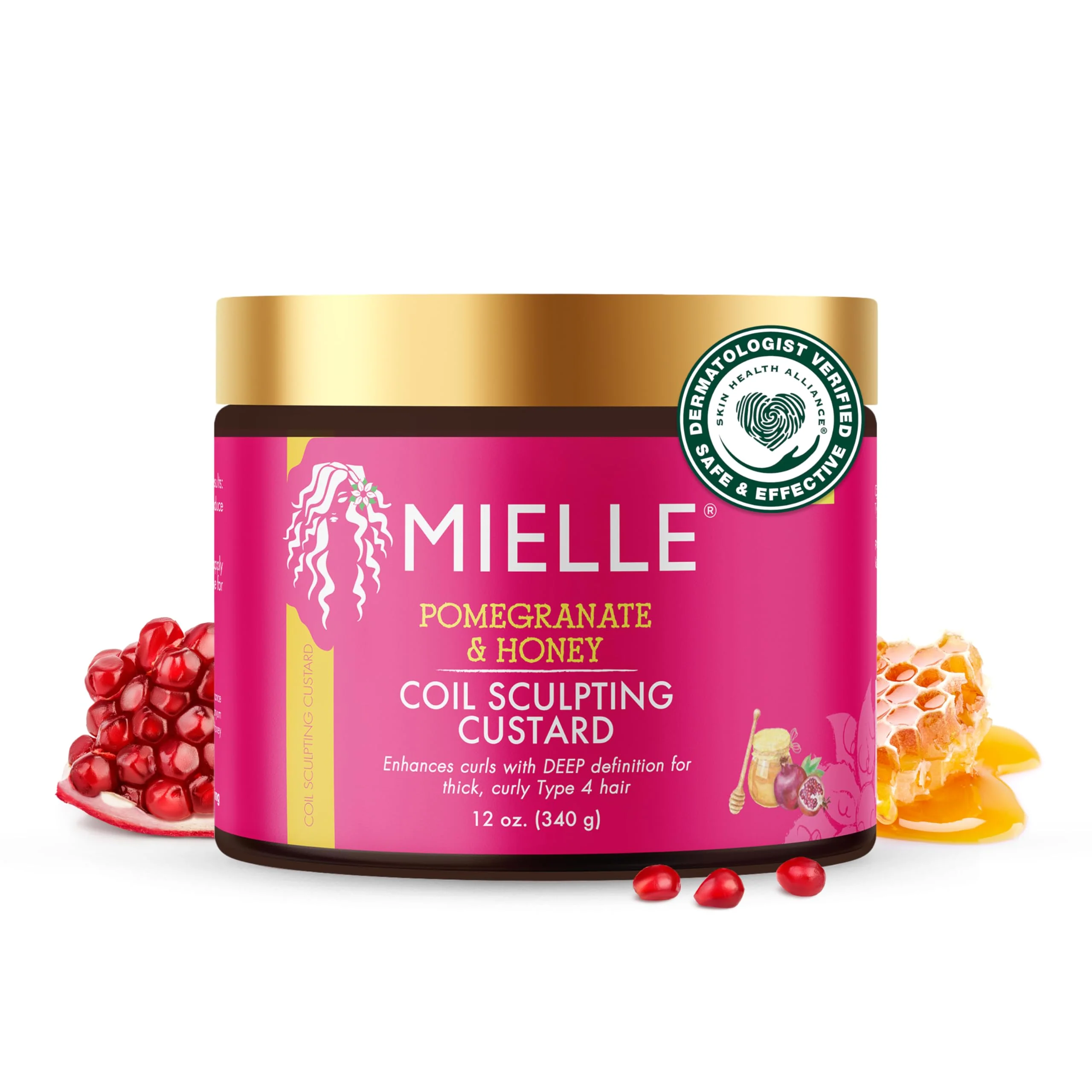 Smooth Mielle Organics Pomegranate Honey Curl Cream - Coil Curl Defining Hair Cream for Type 4 Hair - Hydrates Controls Frizz Conditions Adds Shine Unique