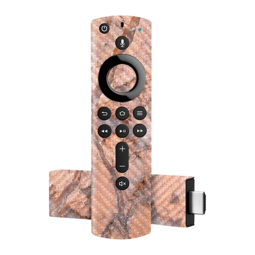 Unique MightySkins Carbon Fiber Skin for Amazon Fire TV Stick 4K - Blush Marble Protective Durable Textured Carbon Fiber Finish Easy to Apply Remove Fine