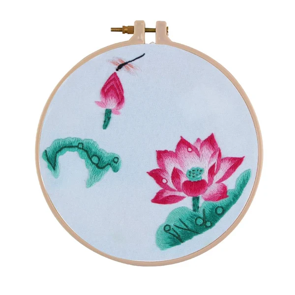 Organic Max Modern Lotus Hand Embroidery Kit Embroidery Sampler for Beginners Lotus 3 Enhanced