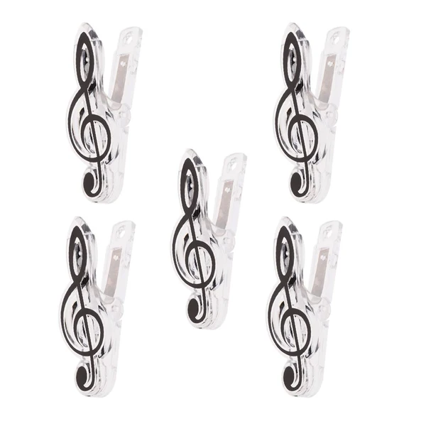 Official Max 5 Pieces Music Note Clip Music Book Page Plastic Music Stataionary Black Prestigious