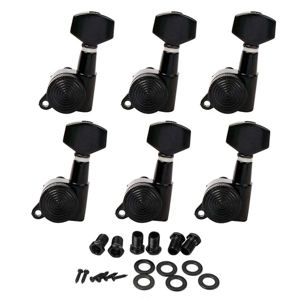 Natural Max 6L Locked String Guitar Tuning Pegs Tuner With Keys Small Handle Head Black High-Grade