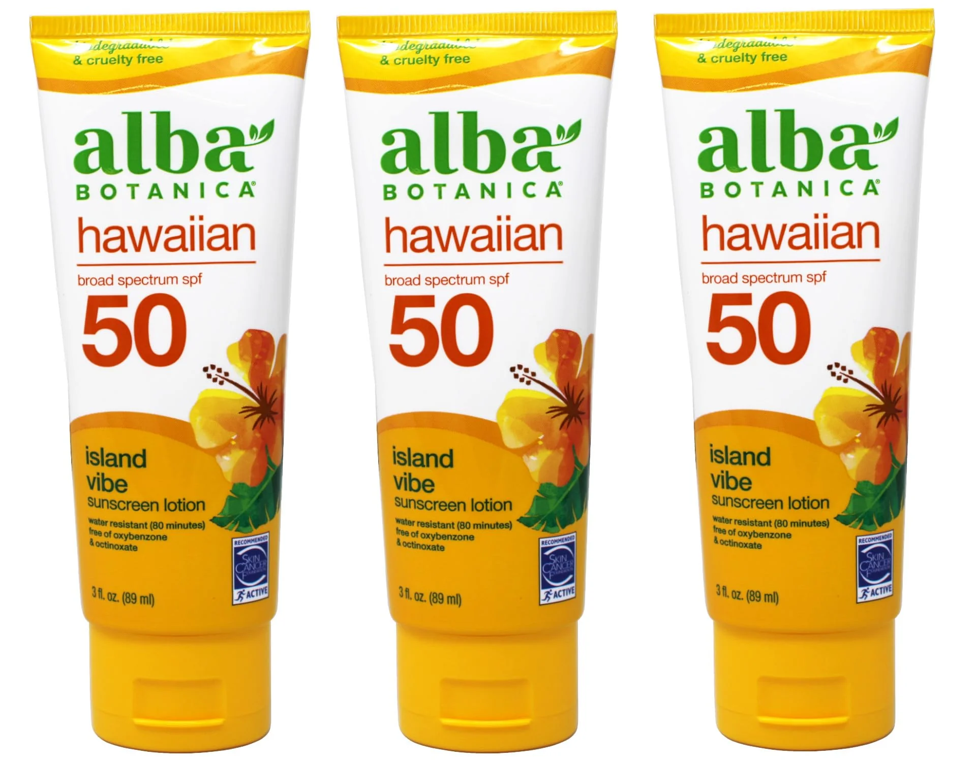 Contemporary Alba Botanica Hawaiian Island Vibe Sunscreen SPF 50 Water-Resistant 80 Minutes 3 fl oz Pack of 3 Dependable