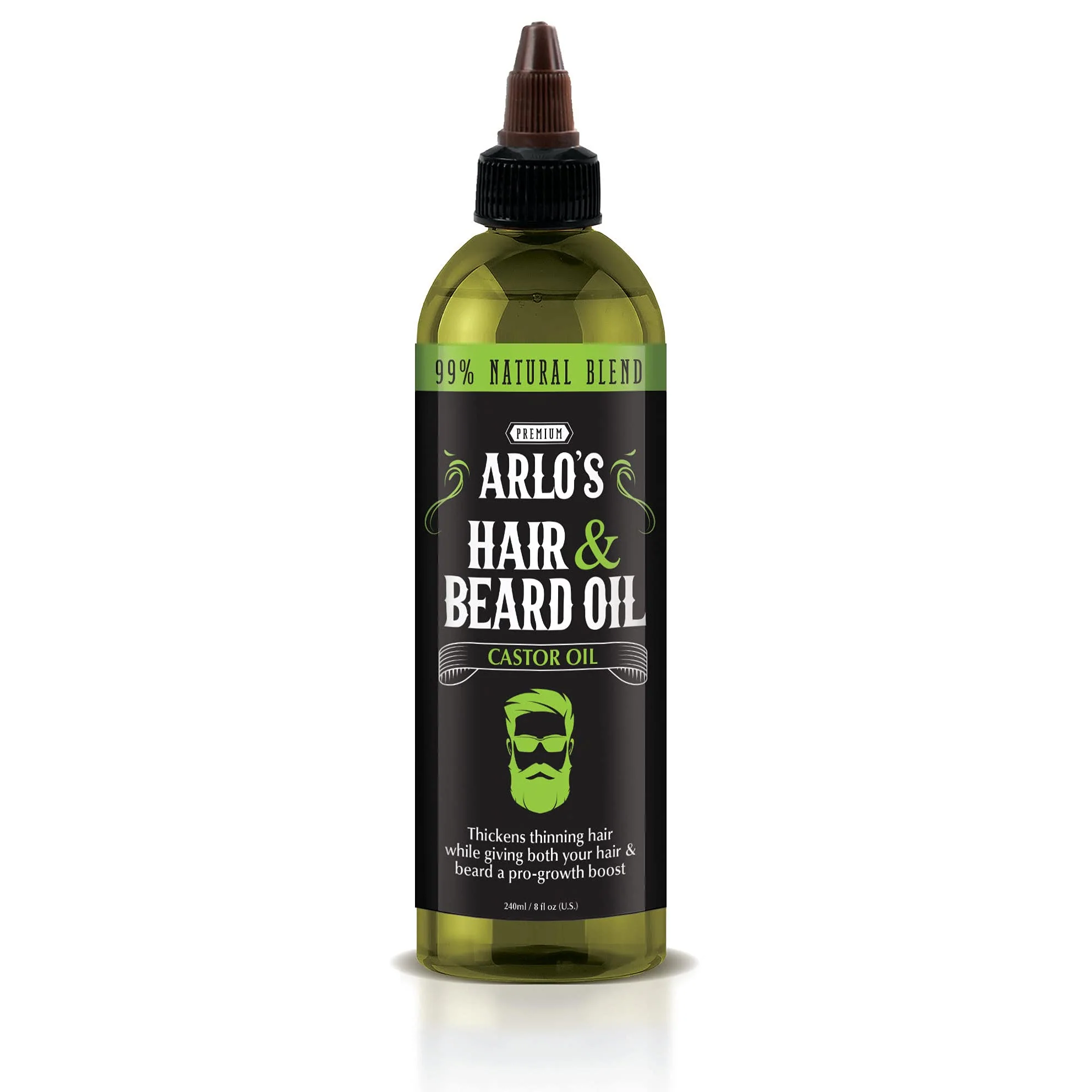 Durable Arlo's Hair and Beard Oil with Castor Oil 8 oz. - Hair Oil Mustache Oil and Beard Oil Growth Safe