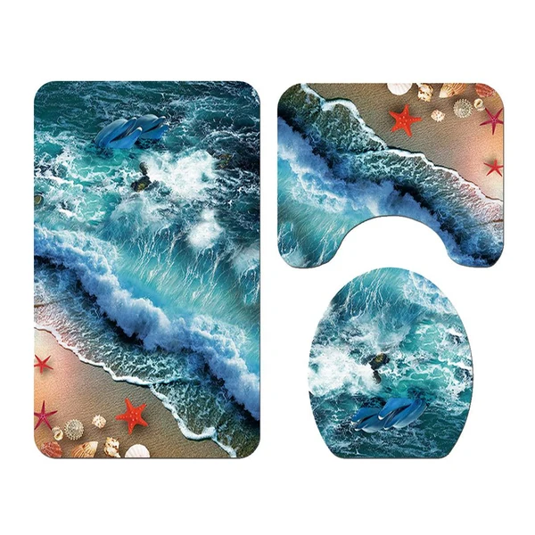 First-Class Max 3 Pieces Bathroom Bath Mat U-Shape Contour Foot Mat Toilet Lid Cover B Pure