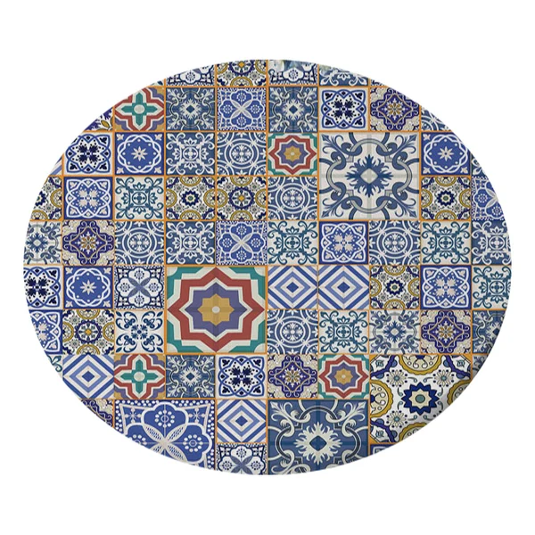 Responsible Max Stretch Round Dining Table Top Cover Waterproof Tablecloth Floral Diagram Eco-Friendly