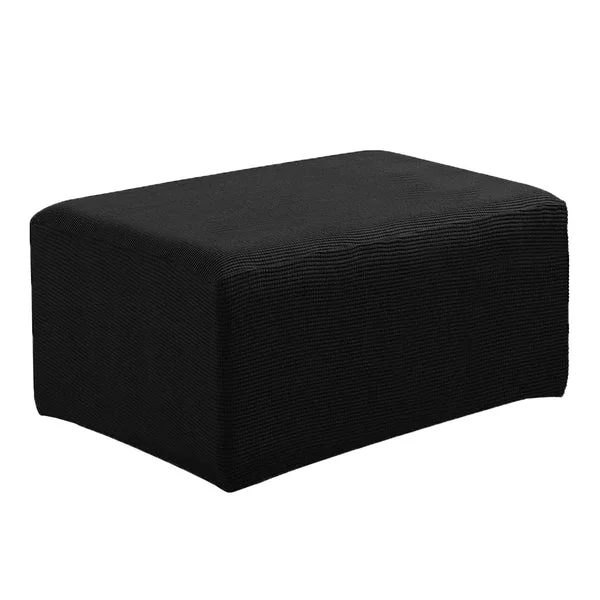 Natural Max Stretch Ottoman Pouf Cover Footrest Stool Slipcover Protector a Black Organic
