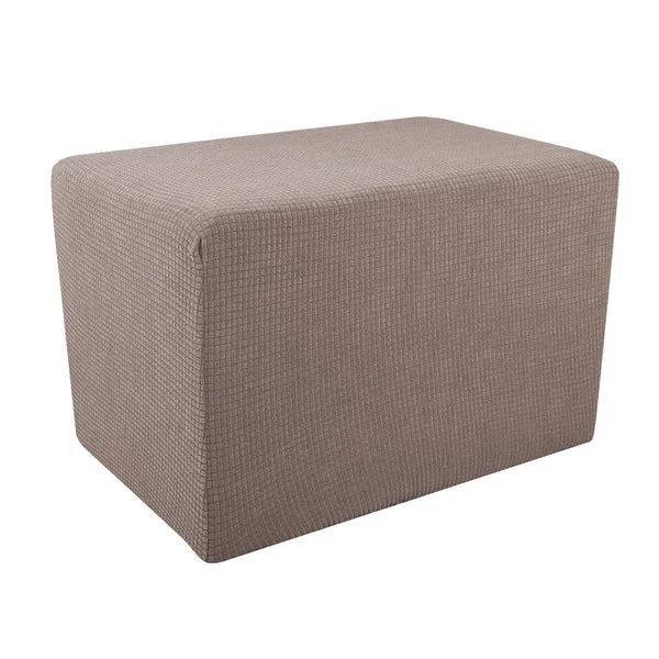 Solid Max Stretch Storage Ottoman Covers Foot Rest Sofa Slipcovers Light Coffee Authentic