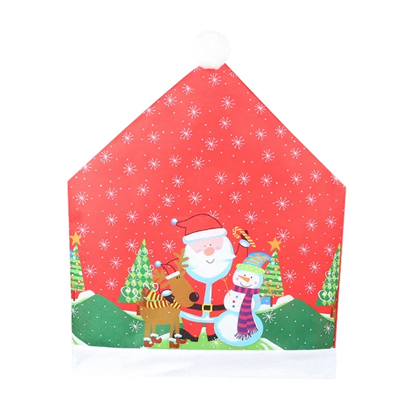 Advanced Max Christmas Chair Cover Santa Hat Chair Slipcover Non-woven Cloth Style_3 Versatile