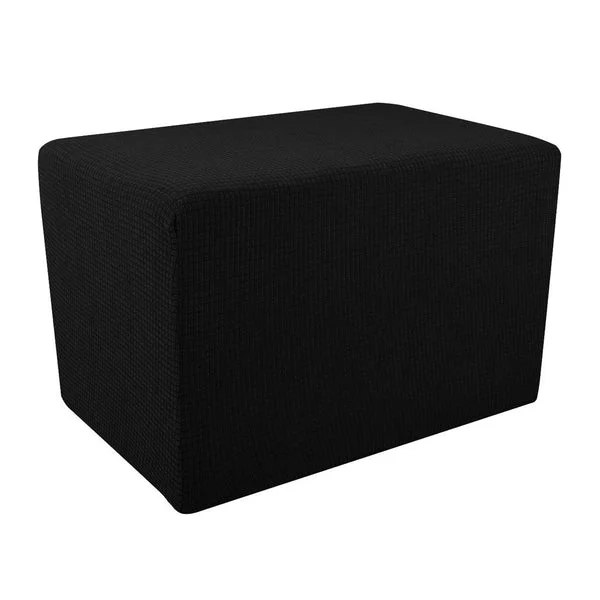 Minimalist Max Stretch Ottoman Pouf Cover Footrest Stool Slipcover Protector B Black Lightweight