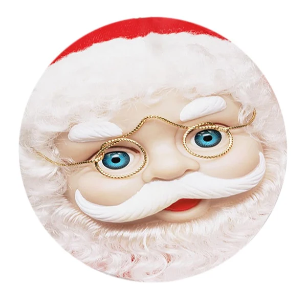 Reliable Max Xmas Theme Waterproof Tablecloth for Round Table 1.2m Dia Santa Claus Detailed