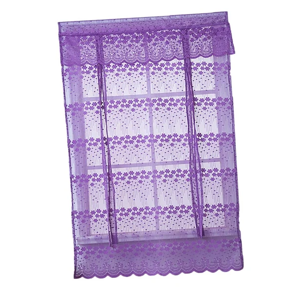 High-Performance Max Tie-Up Shade Lace Voile Curtain Cafe Net Curtains for Kitchen Purple_S Pure