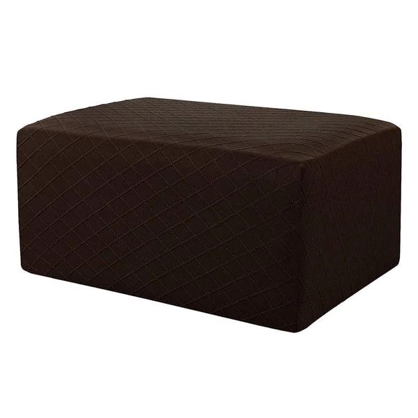 Easy-to-Use Max Storage Ottoman Stool Cover Footstool Stretch Grid Slipcover Deep Coffee Elegant