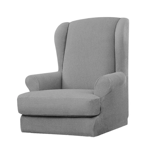 Easy-to-Use Max Jacquard Stretch Wing Back Armchair Cover Wingback Sofa Slipcover Light Grey Responsible