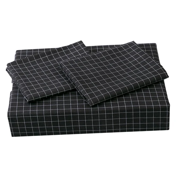 Functional Max 3pcs Set Duvet Cover Pillowcase Bedding Set 229 x 229cm Black Grid High-Performance