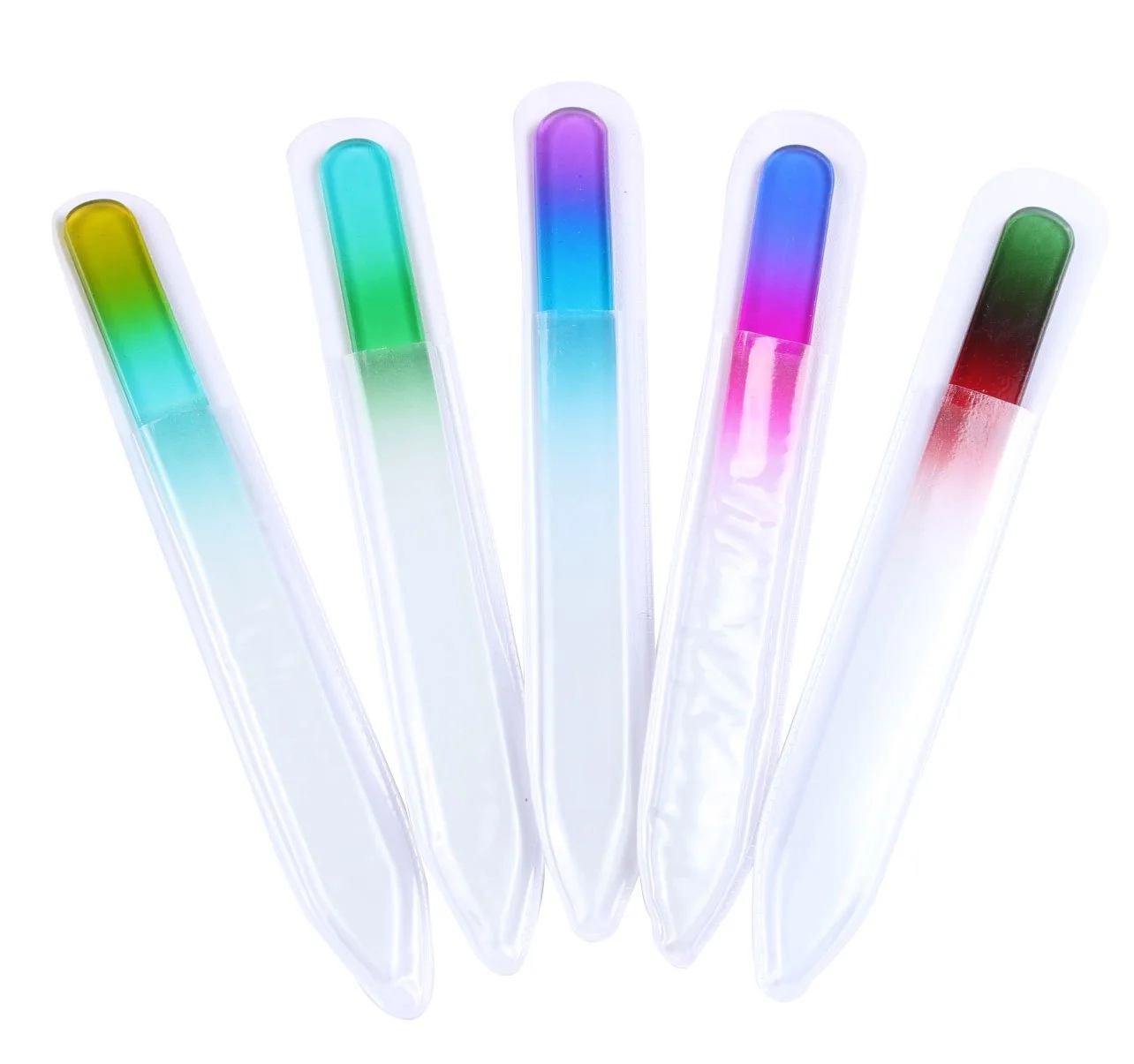 Fine Finger Angel 5Pcs Double Sided Crystal Czech Glass Nail File Mix Colors Nail Buffer Safe