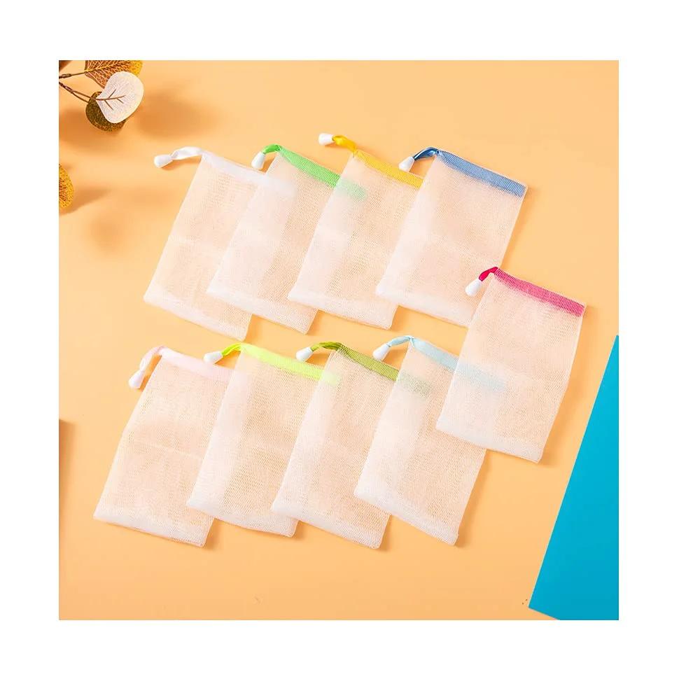 Safe FULINJOY 10 PCS Exfoliating Mesh Soap Saver Pouch Bag Sack Face Cleansing Foaming Nets White Pouch with Drawstring Color Random Environmentally Friendly