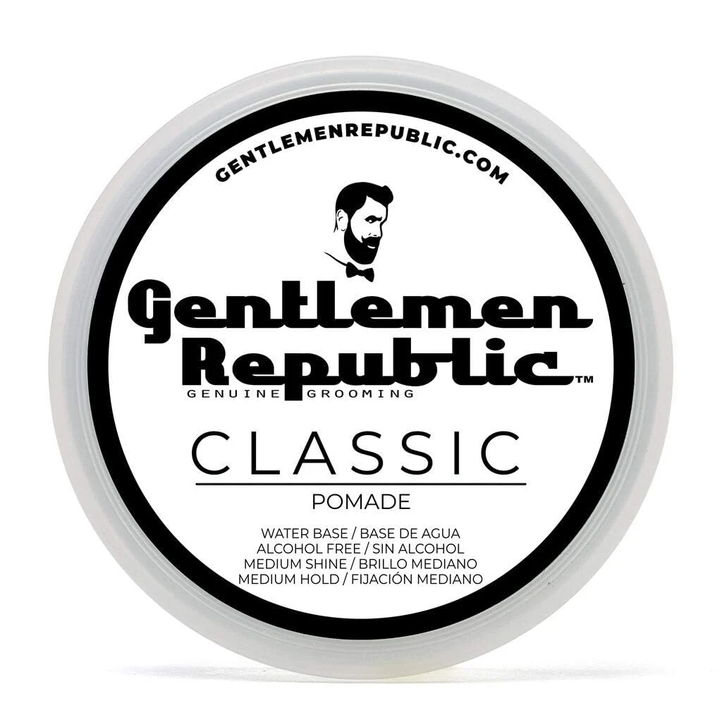 Minimalist Gentlemen Republic Classic Pomade for Men - Water Based Pomade for Medium Hold Shine Premium Mens Hair Styling Products with No Beeswax - I Clean