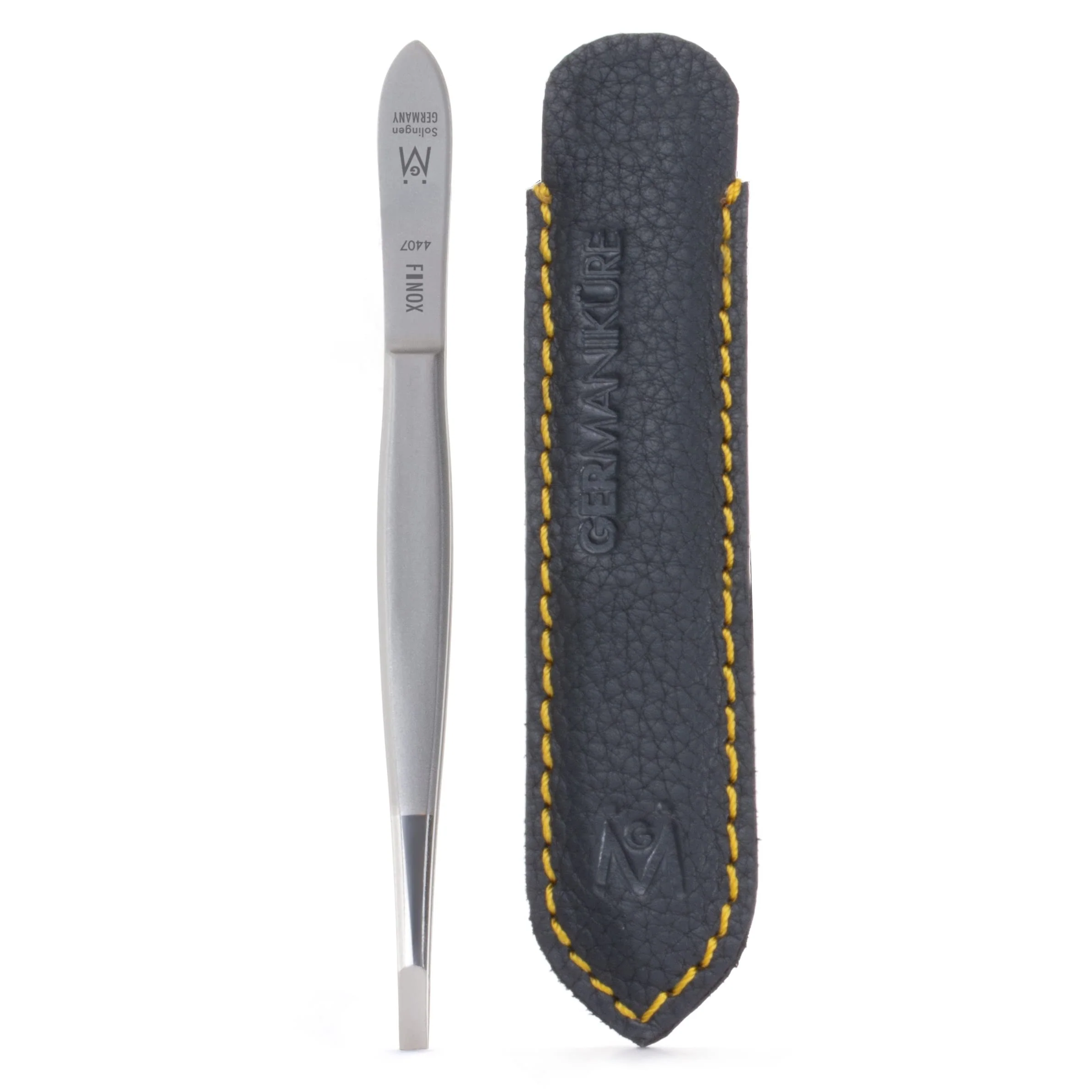 Elegant GERMANIKURE Straight Tweezers in Leather Case - Made in Solingen Germany Innovative