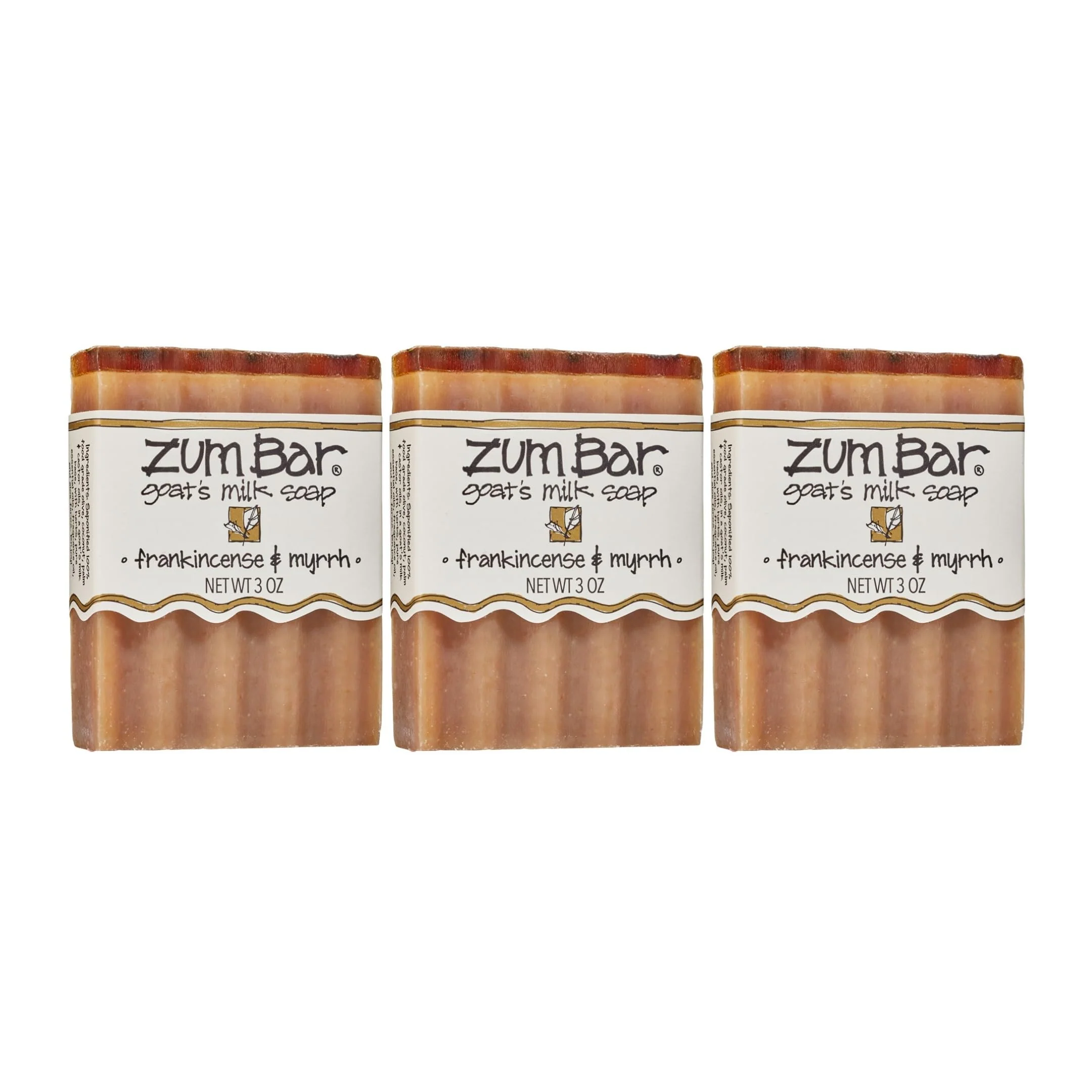 Environmentally Friendly Indigo Wild Zum Goat's Milk Soap Bar - Bar Soap for Hands Body Made with Essential Oils - 3 oz - Frankincense Myrrh 3 Pack Powerful