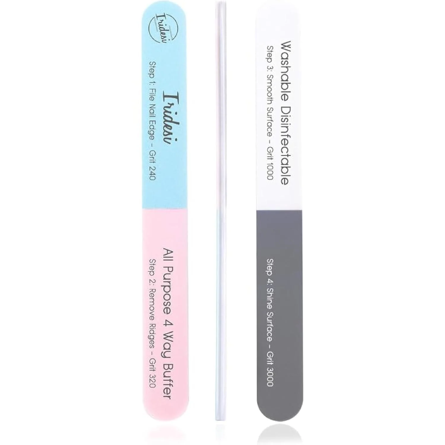Healthy Iridesi 4 Way Finger Nail File and Buffer Emery Boards for Natural Nails 4 Fingernail Files in 1 Professional Filer Board and Shiners 7 Inches Convenient