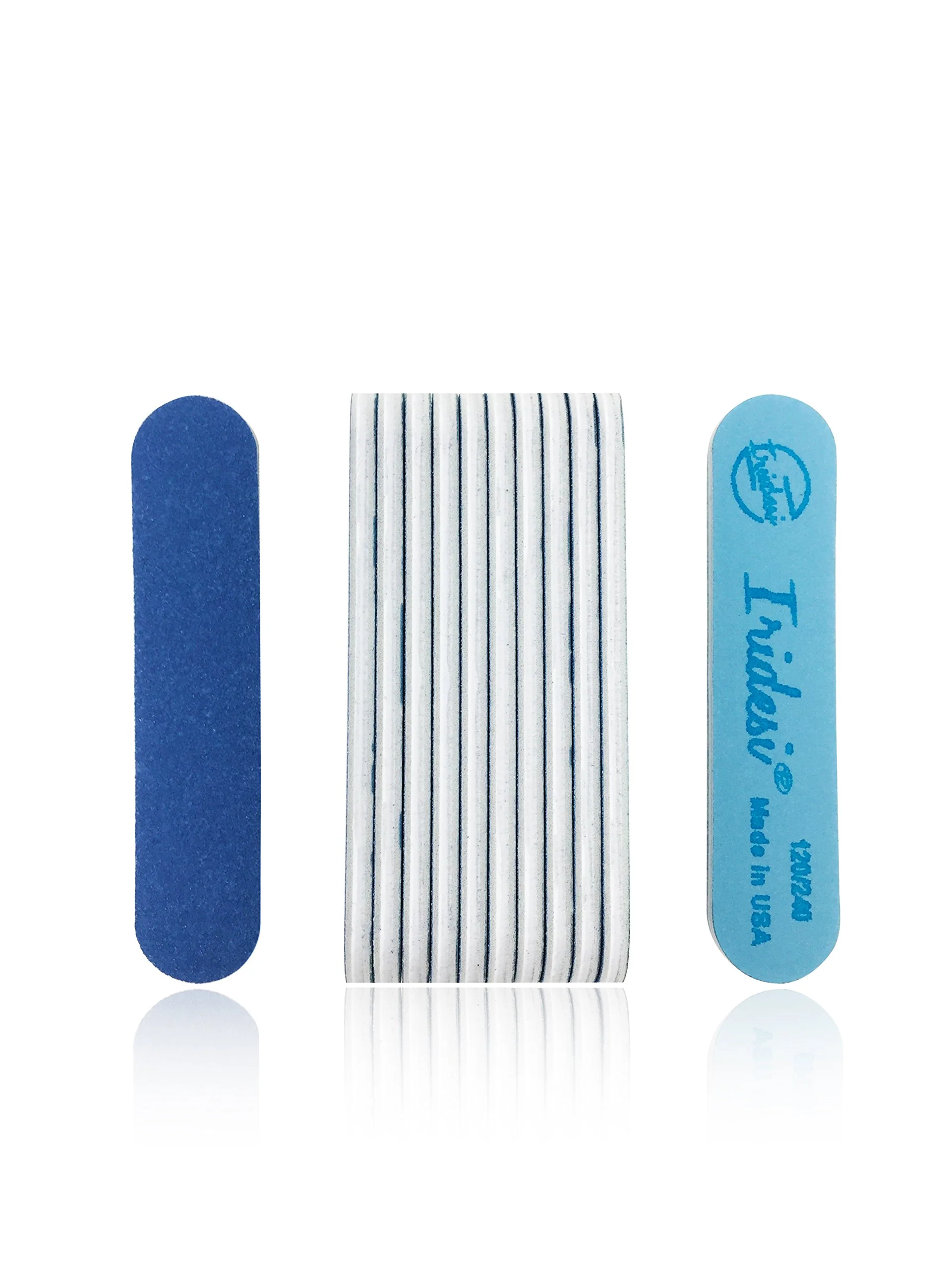 Recyclable Iridesi Professional Mini Blue Finger Nail Files 120 240 Washable Emery Boards 3-1 2 Inches Long 12 Fingernail Files Per Pack Powerful